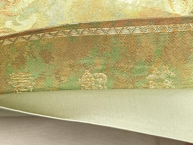 平和屋着物◎西陣 高島織物謹製 つけ帯 青銅箔 動物花文 金糸 引箔