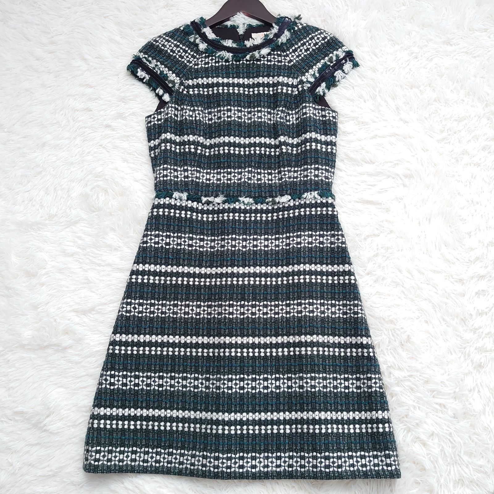 美品です！ Tory Burch トリーバーチ グリーン フェミニン ツイード