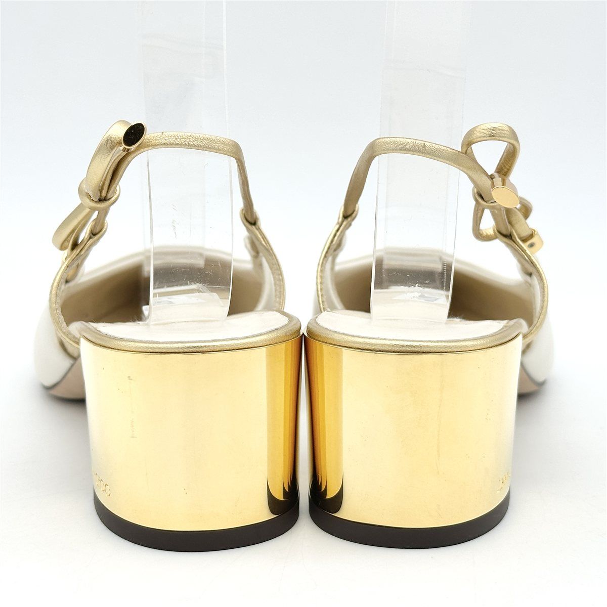  JIMMY CHOO ミュール 本革 リボンバックストラップ ポインテッドトゥ ホワイト 2419 T ミュール サンダル ミュール