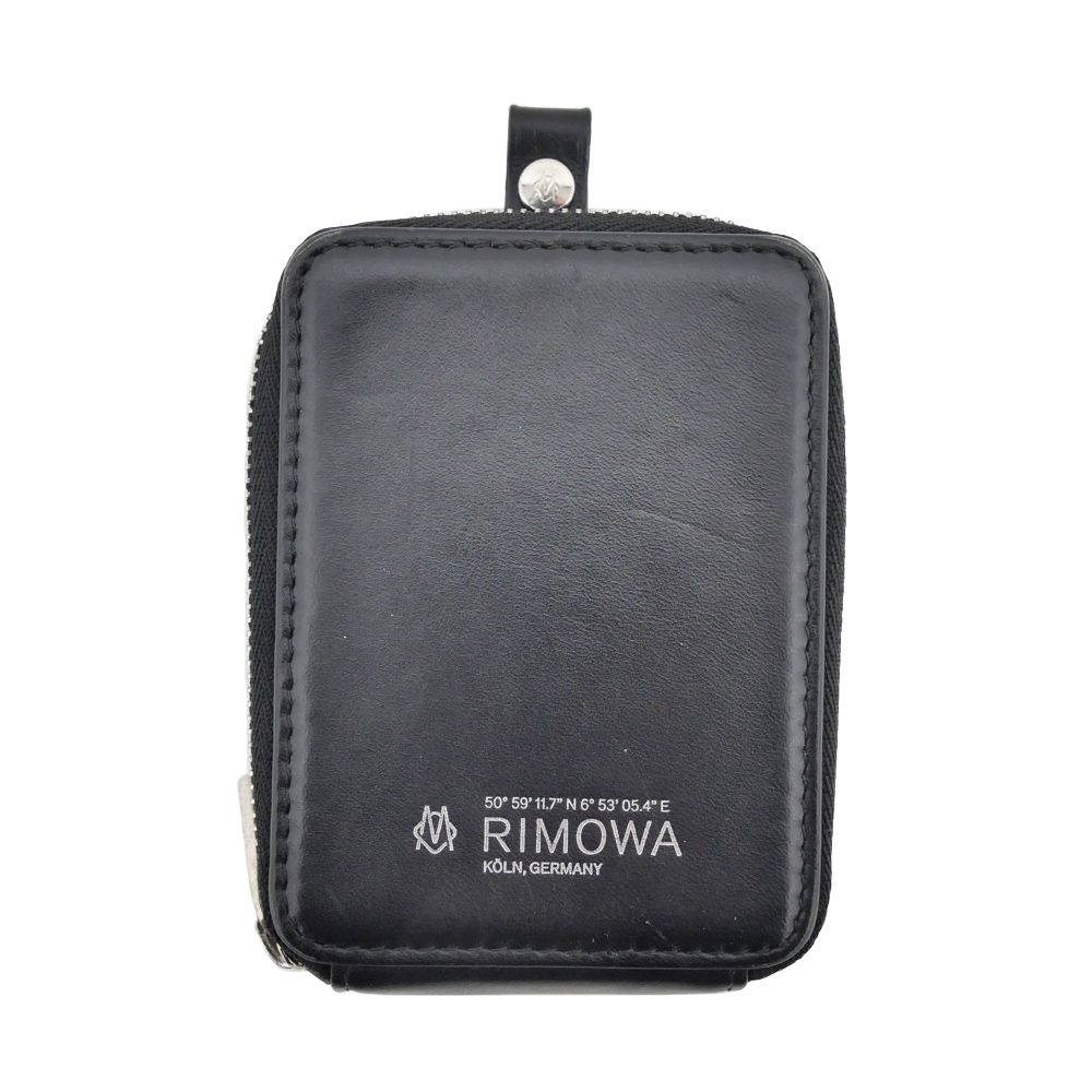 名東 リモワ ファスナー付ポーチ ストラップ付 ブラック 黒色 レザー メンズ レディース