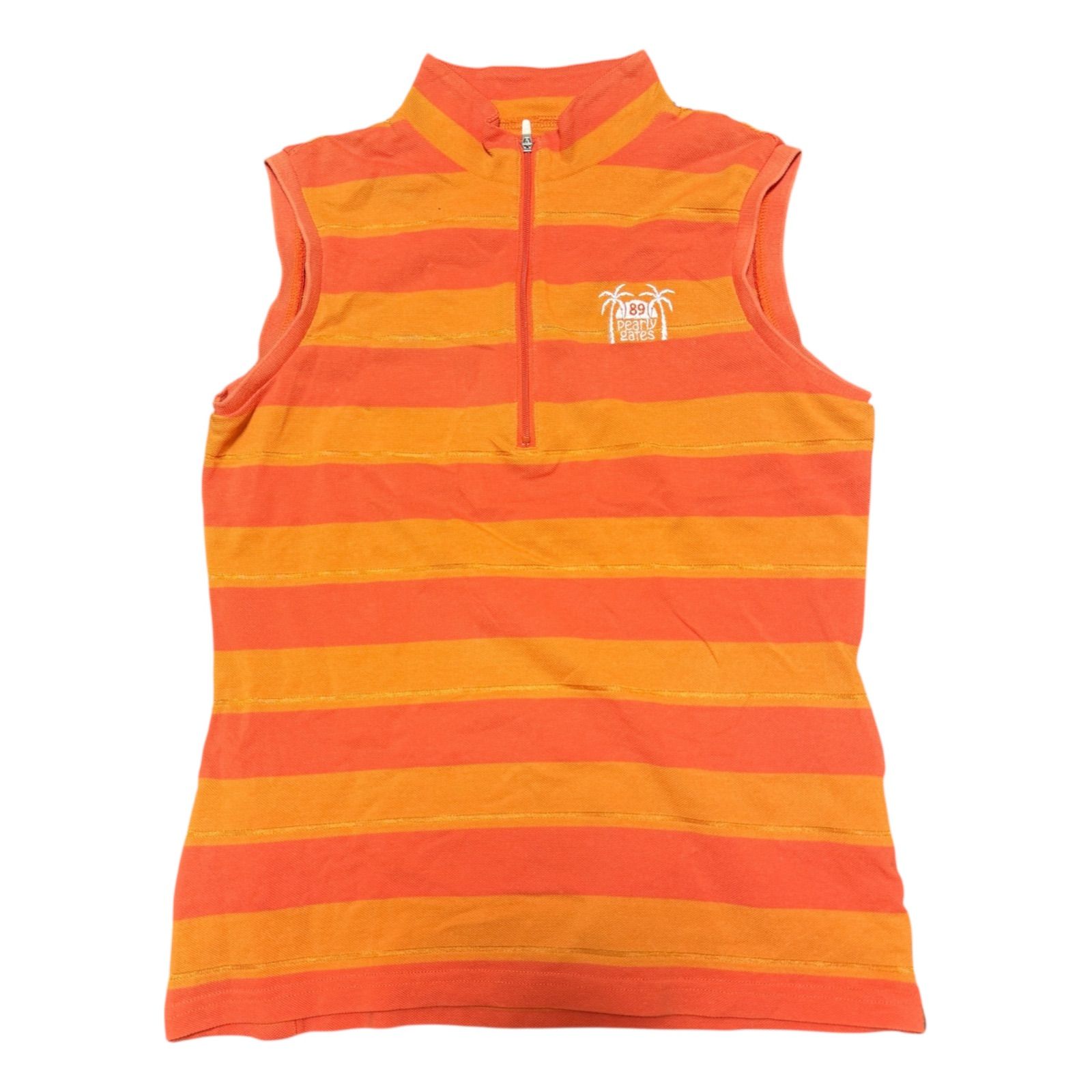 【極美品】パーリーゲイツ　ハーフジップtシャツ ゴルフ　オレンジ　ボーダー　L RE220 【美品】 PEARLY GATES パーリーゲイツ ハーフジップ