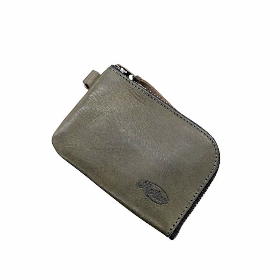 ROTAR Zipper middle wallet ローター L字ファスナー 薄型ミドルウォレット ミネルバリスシオレザー オリーブ