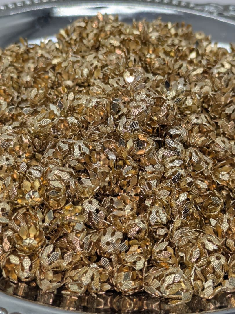 花型 台座 昭和30年代頃 アクセサリー パーツ 日本製 真鍮製 1，900個