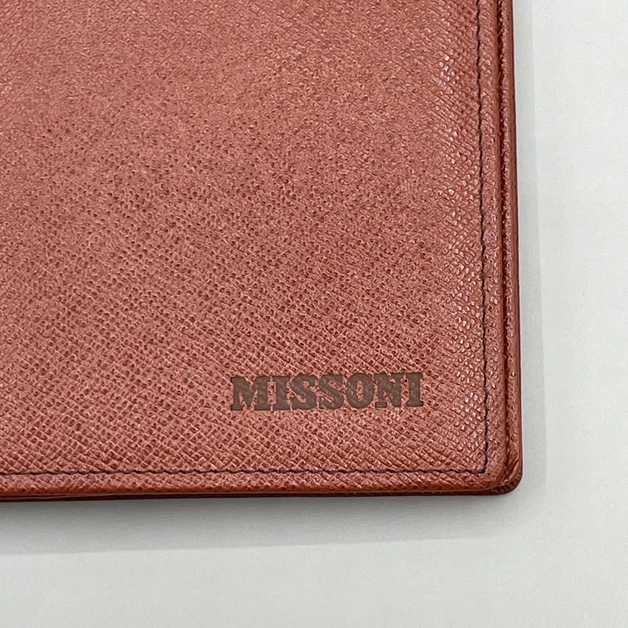 未使用級 MISSONI ミッソーニ 長財布 お札入れ レザー ロゴ 茶 