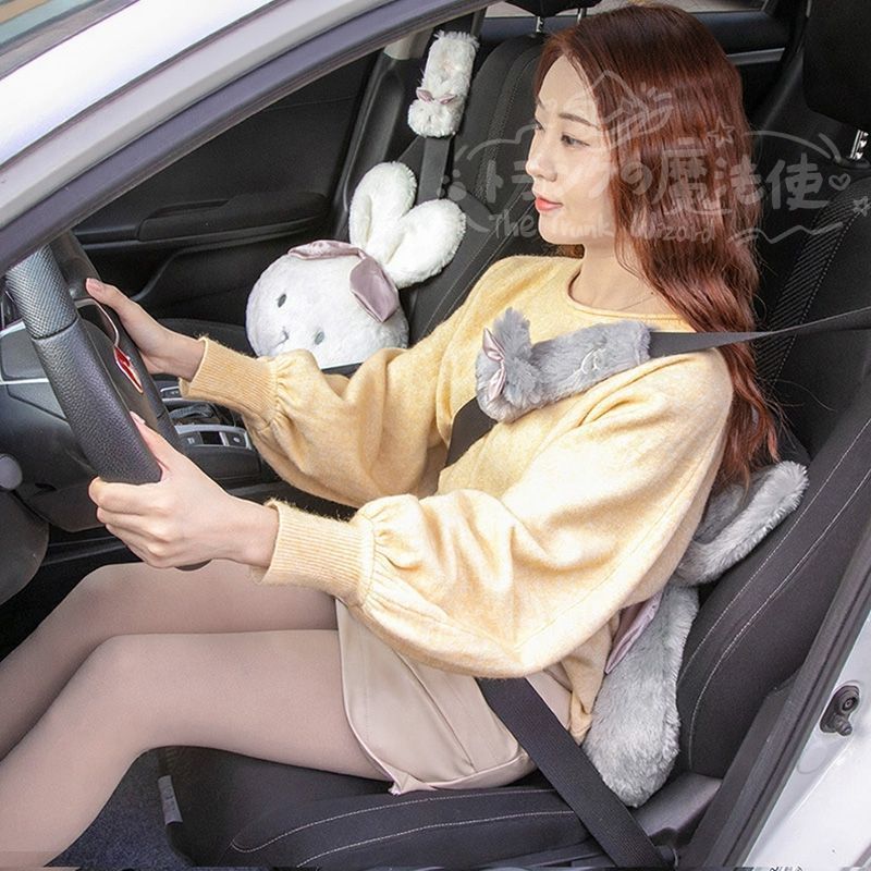 S600 JW5ふわふわうさぎ 車用クッション3点セットネックピロー＋腰当て
