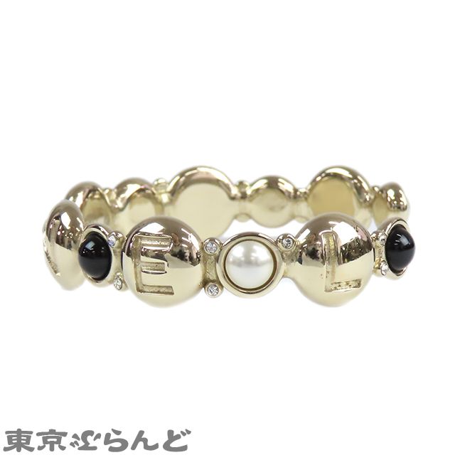 シャネル CHANEL ロゴ パール バングル ゴールド メタル コスチュームパール B19B ブレスレット M レディース 241100081746