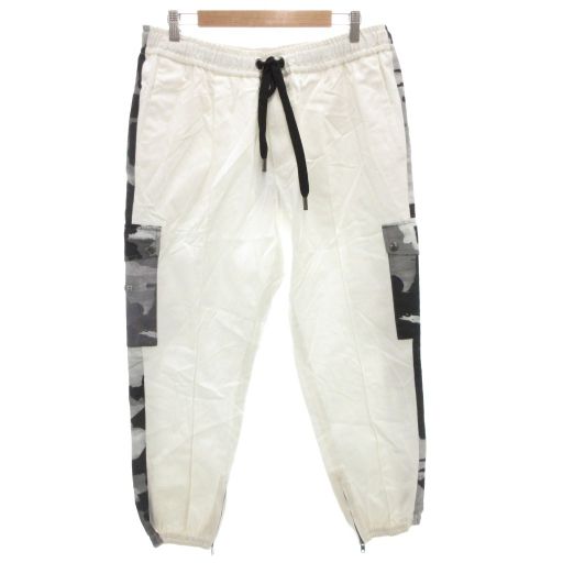 ドルチェ-ガッバーナ ドルガバ DOLCE-GABBANA カーゴパンツ ジョガー イージー 50 白 ホワイト ドッキング 迷彩 カモフラ FF