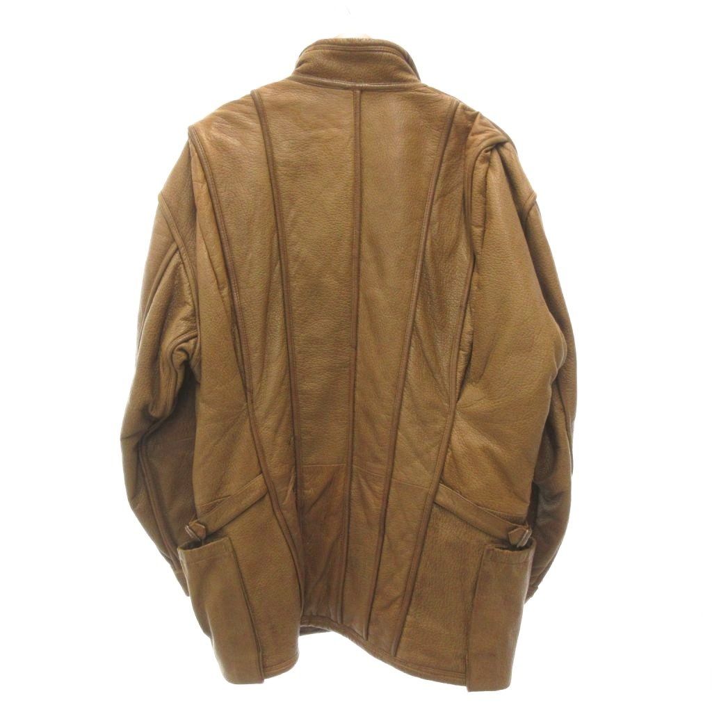イッセイミヤケメン ISSEY MIYAKE MEN 初期タグ ヴィンテージ レザージャケット コート 革ジャン シープスキン オーバーサイズ M 茶 ブラウン AE GY18