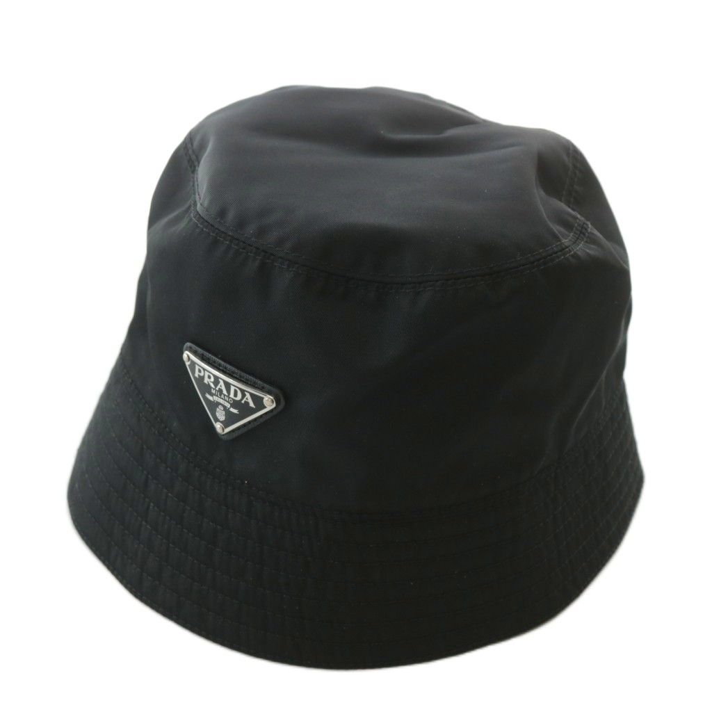 プラダ PRADA Re-Nylon リナイロン バケット ハット バケハ 帽子 三角 トライアングル ロゴ プレート S 黒 ブラック 2HC137 2DMI |XZ OH GY18