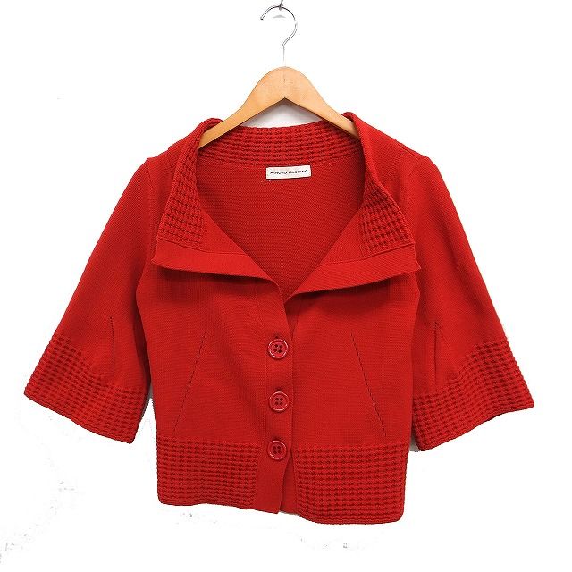 クロエ CHLOE ニットカーディガン ハーフ丈 長袖 黄緑 40 *A512  