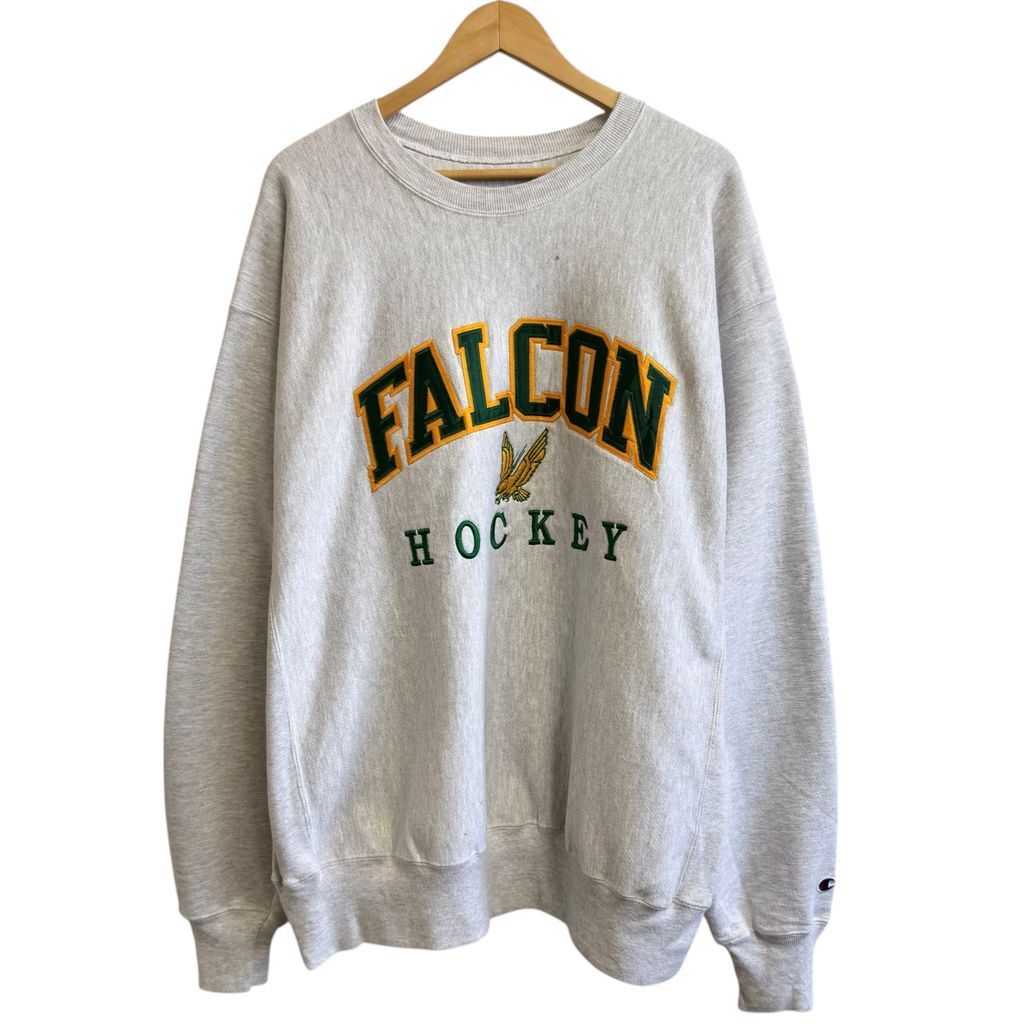 Champion チャンピオン FALCON HOCKEY 刺繍 トレーナー スウェット 裏起毛 ライトグレー XLサイズ No.H905