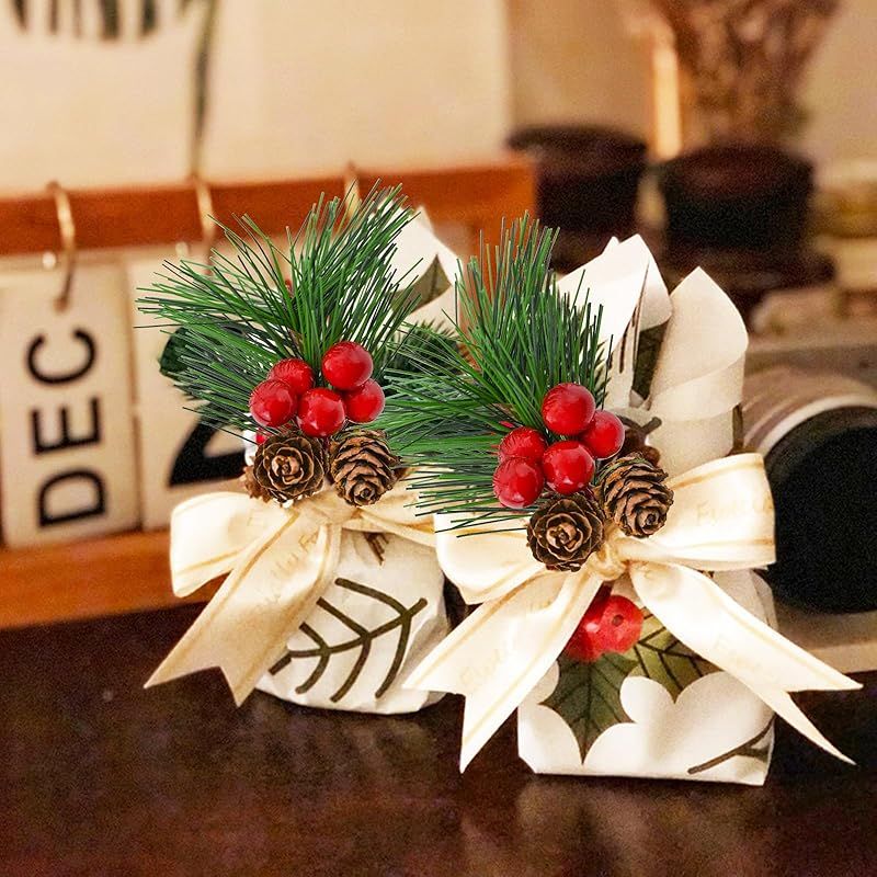 Bacucine クリスマス 人工松ピック 12個セット クリスマス 飾り ミニ