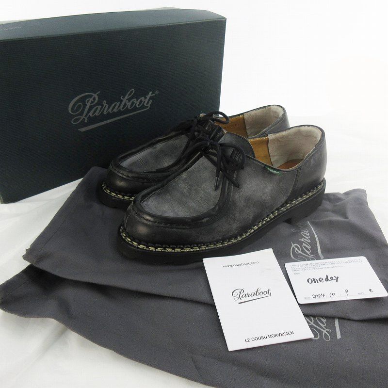 パラブーツ Paraboot ミカエル MICHAEL チロリアンシューズ モカシン レザー 牛革 715604 黒 ブラック 革靴 40 約25 cm