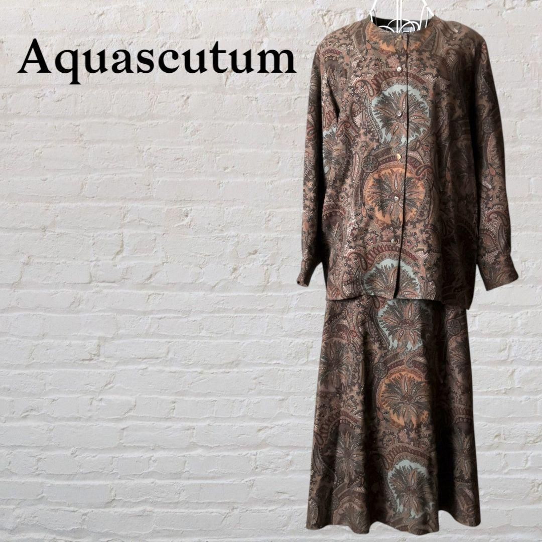 Aquascutum アクアスキュータム セットアップ ペイズリーM～Lシルク 