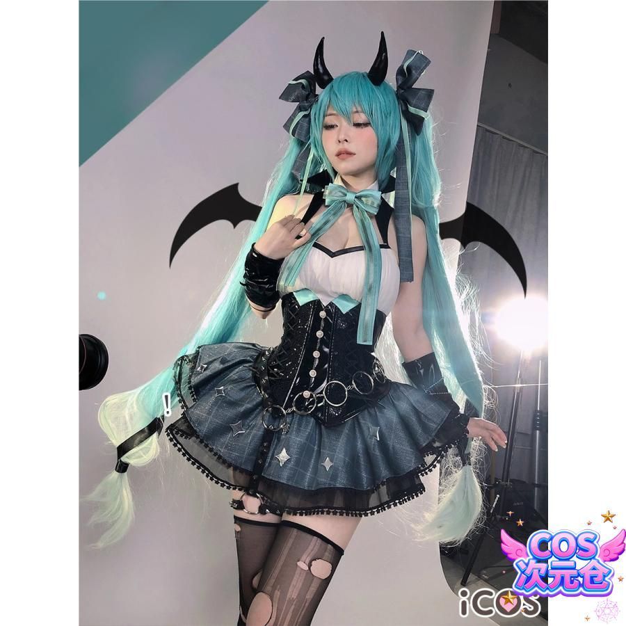 ♥ ICOS 初音ミク 小悪魔 ラスカル ボディスーツ コスプレ 女性用 ハロウィン 新発売 仮装 キャラクター服