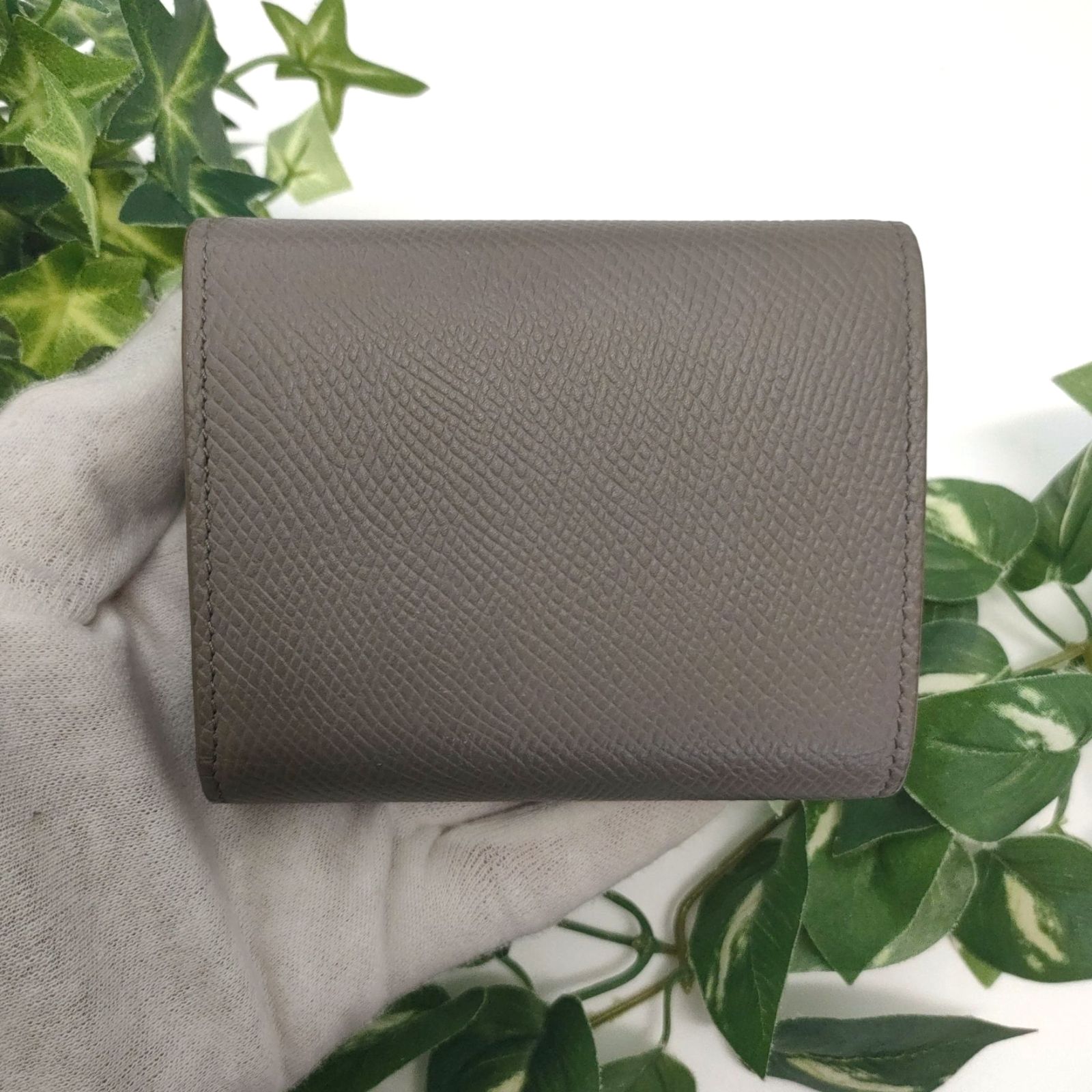 新品同様傷無しCELINE グレー レザー 三つ折り財布 CELINE セリーヌ 財布 レディース ブランド 三つ折り財布 レザー