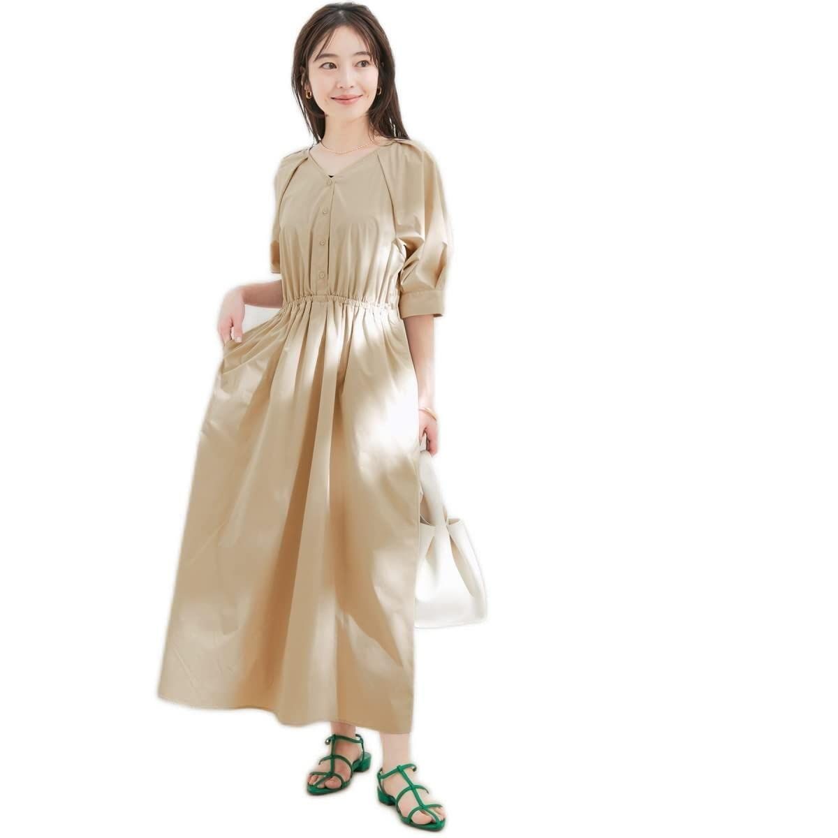 ビス 前後2WAY ボリュームスリーブフィット-フ ワンピース 洗える ベージュ 27 S BVE13510