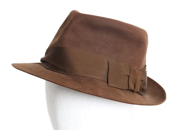 イギリス製 80s ブルックスブラザーズ x ジェームスロック 中折れ フェドラハット メンズ 実寸 57cm M 程 帽子 ヴィンテージ フェルト 茶