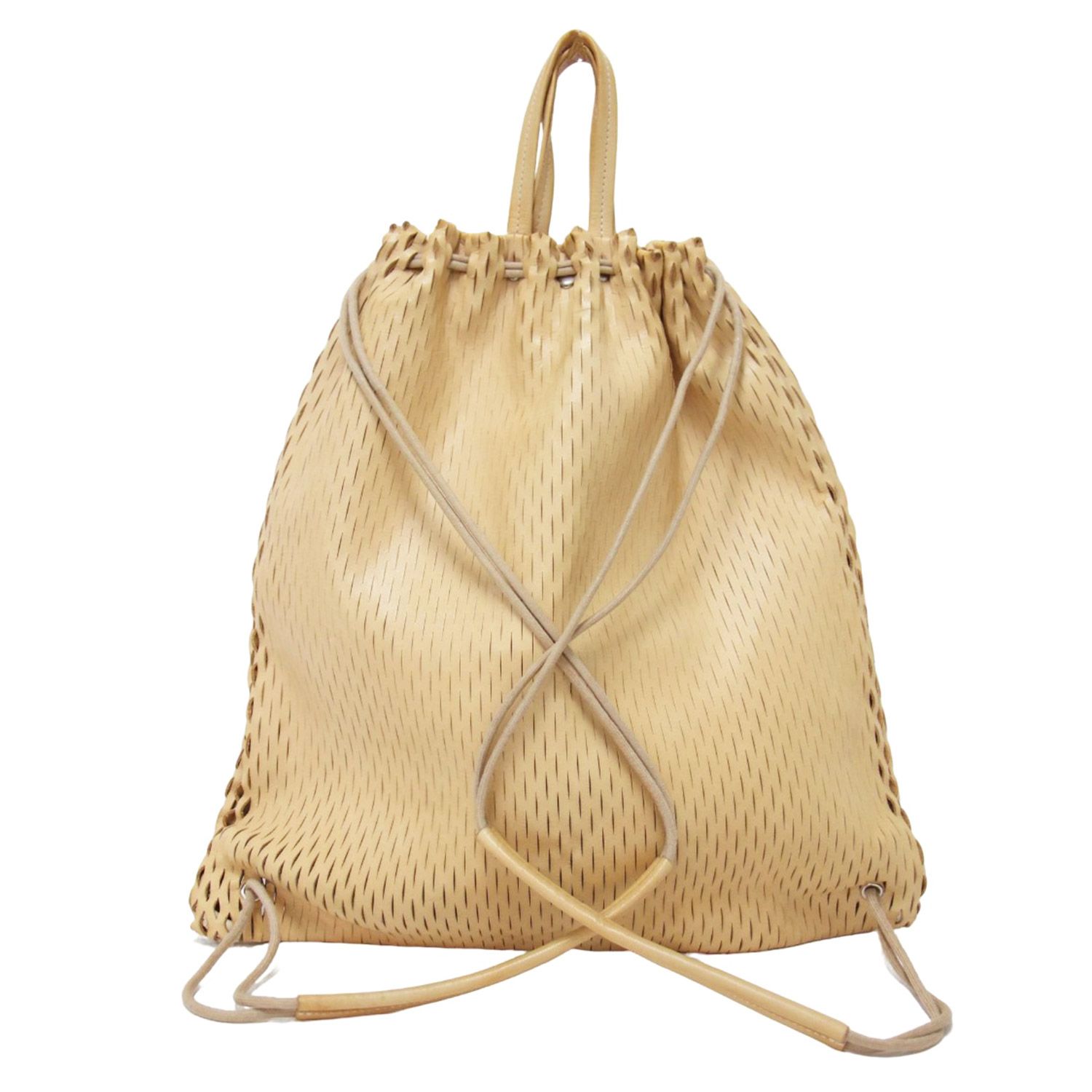 i ro se イロセ バッグ ベージュ | レザー ネット ナップザック トートバッグ | net knap  tote bag | リュック 2WAY 巾着型 | ブランド カバン【レディース】【中古】【K4618】 i ro se イロセ バッグ ベージュ | レザー ネット ナップザック トート