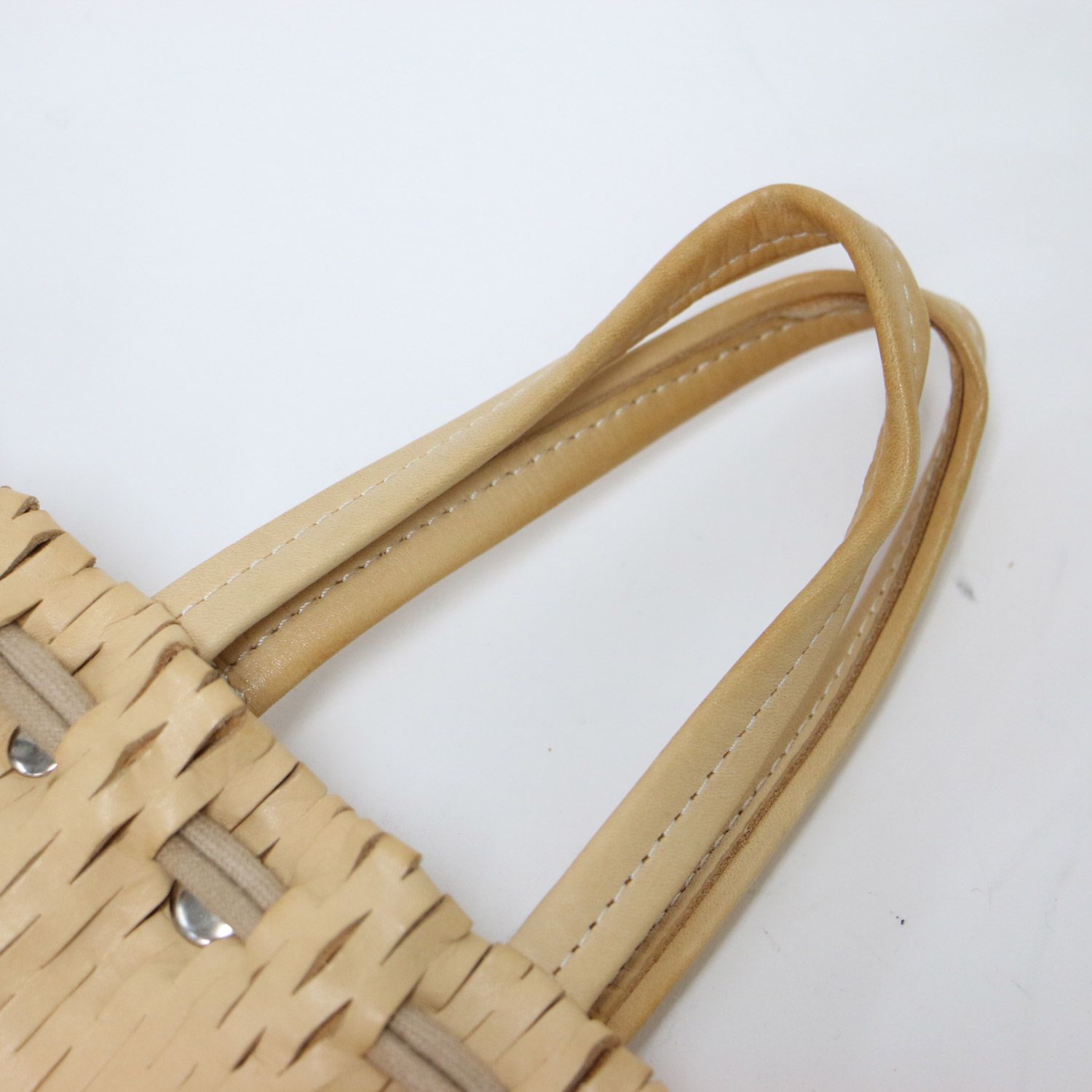 i ro se イロセ バッグ ベージュ | レザー ネット ナップザック トートバッグ | net knap  tote bag | リュック 2WAY 巾着型 | ブランド カバン【レディース】【中古】【K4618】 i ro se イロセ バッグ ベージュ | レザー ネット ナップザック トート