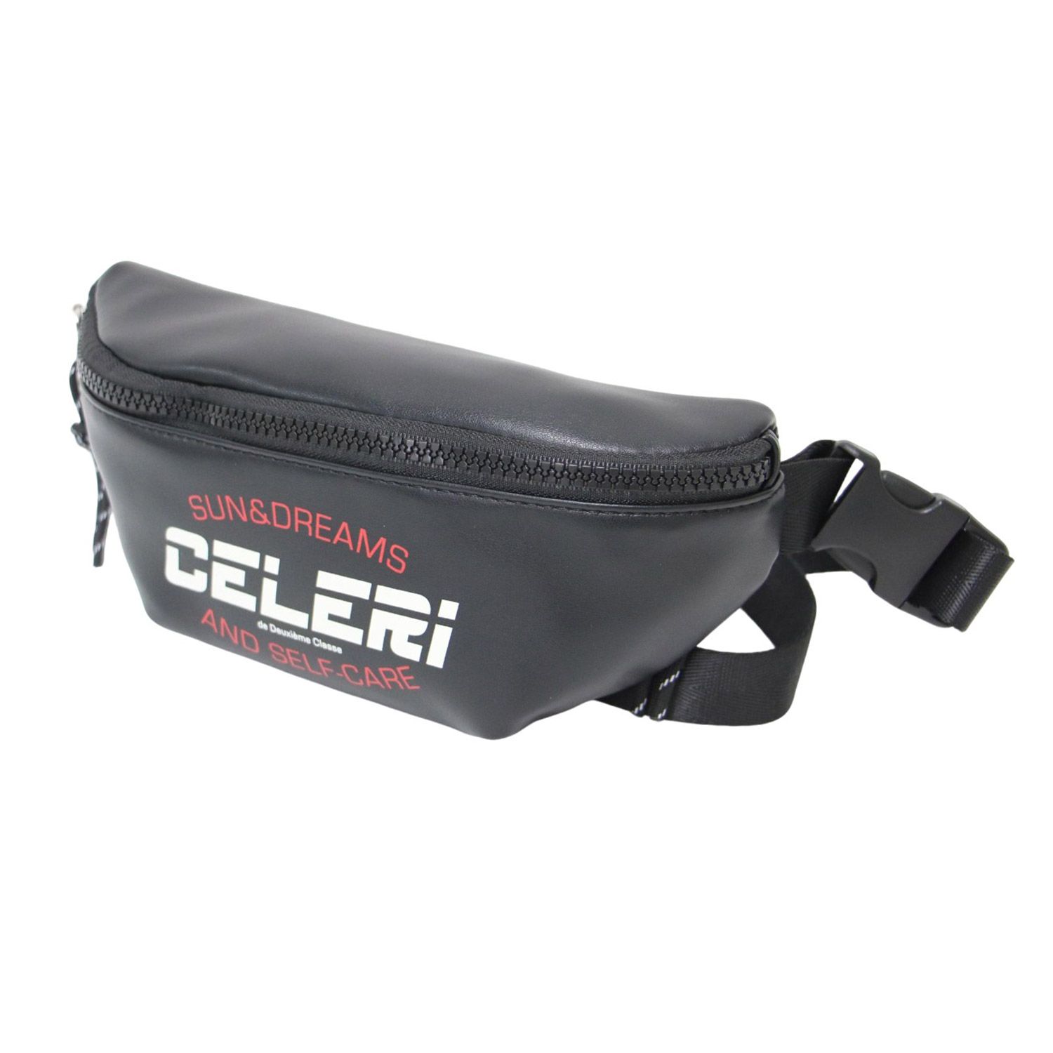 CELERI セルリ バッグ ブラック 黒 24春夏 ウエストポーチ ボディバッグ ロゴ プリント フェイクレザー ブランド カバン レディース