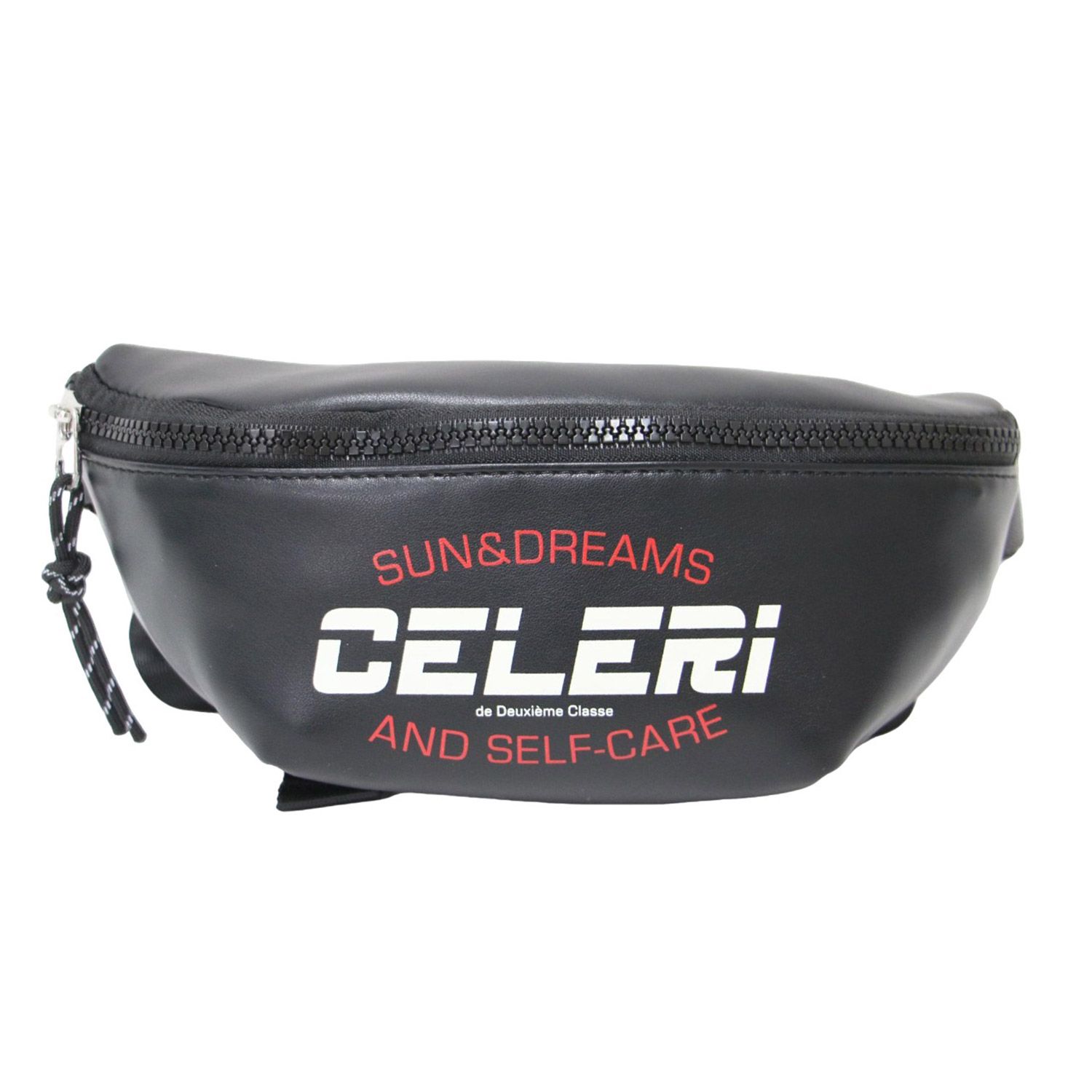 CELERI セルリ バッグ ブラック 黒 24春夏 ウエストポーチ ボディバッグ ロゴ プリント フェイクレザー ブランド カバン レディース DECORATOM_COM_BR