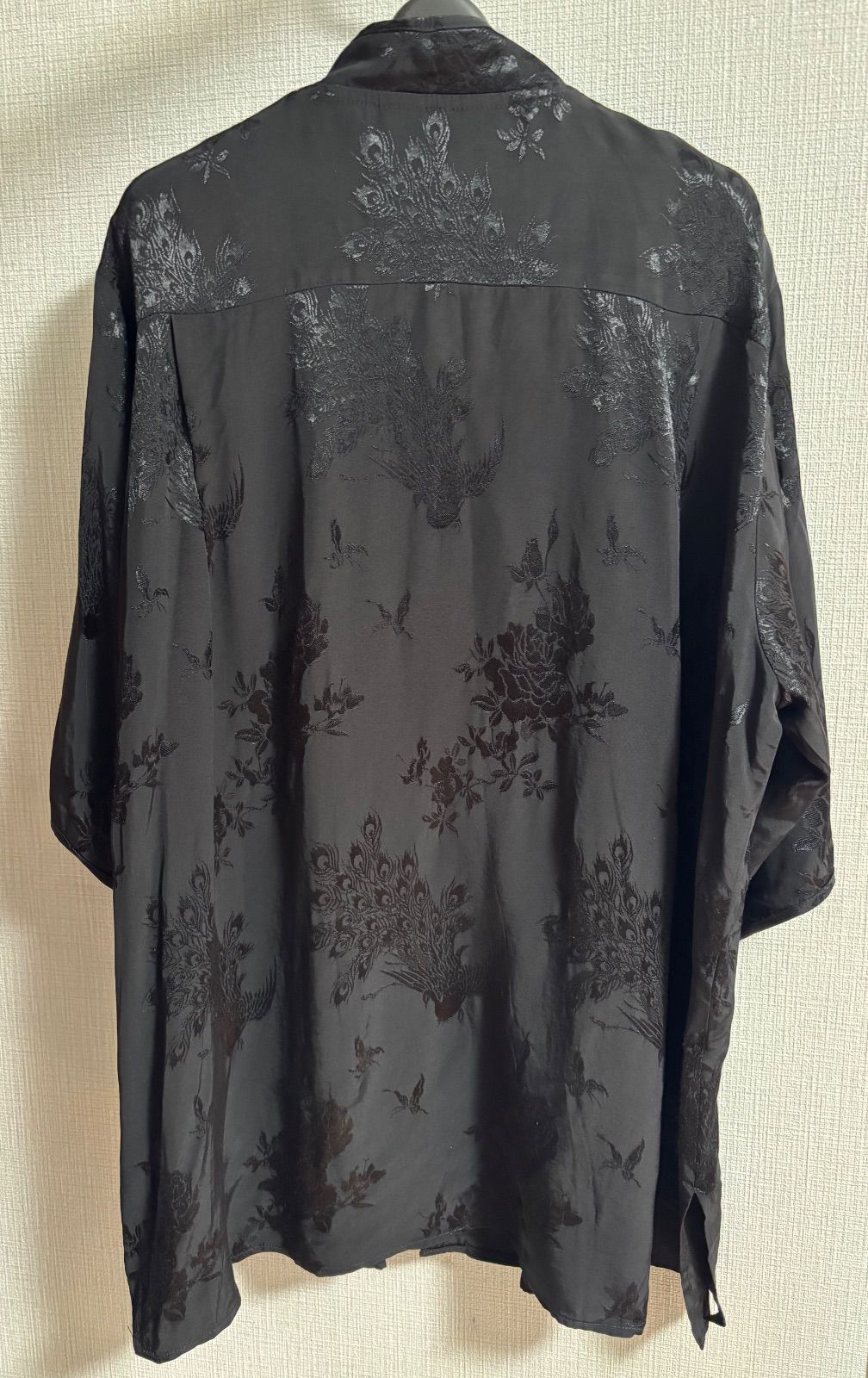 ellecy アンドエルシー 孔雀ジャカードシャツ チャイナ ブラック