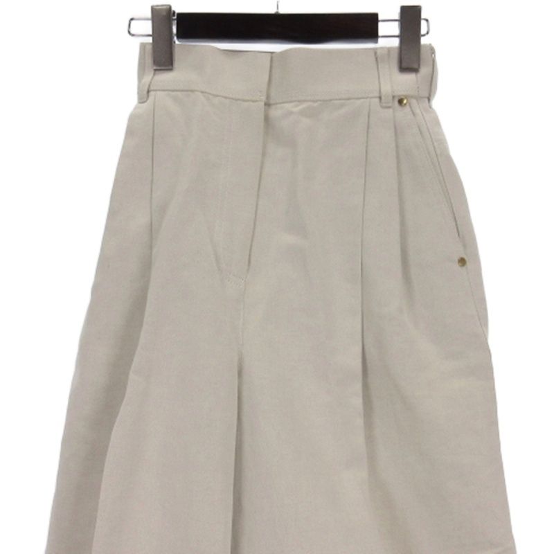 エブール ebure ツータック ワイドパンツ リネン コットン混 ホワイト系 36