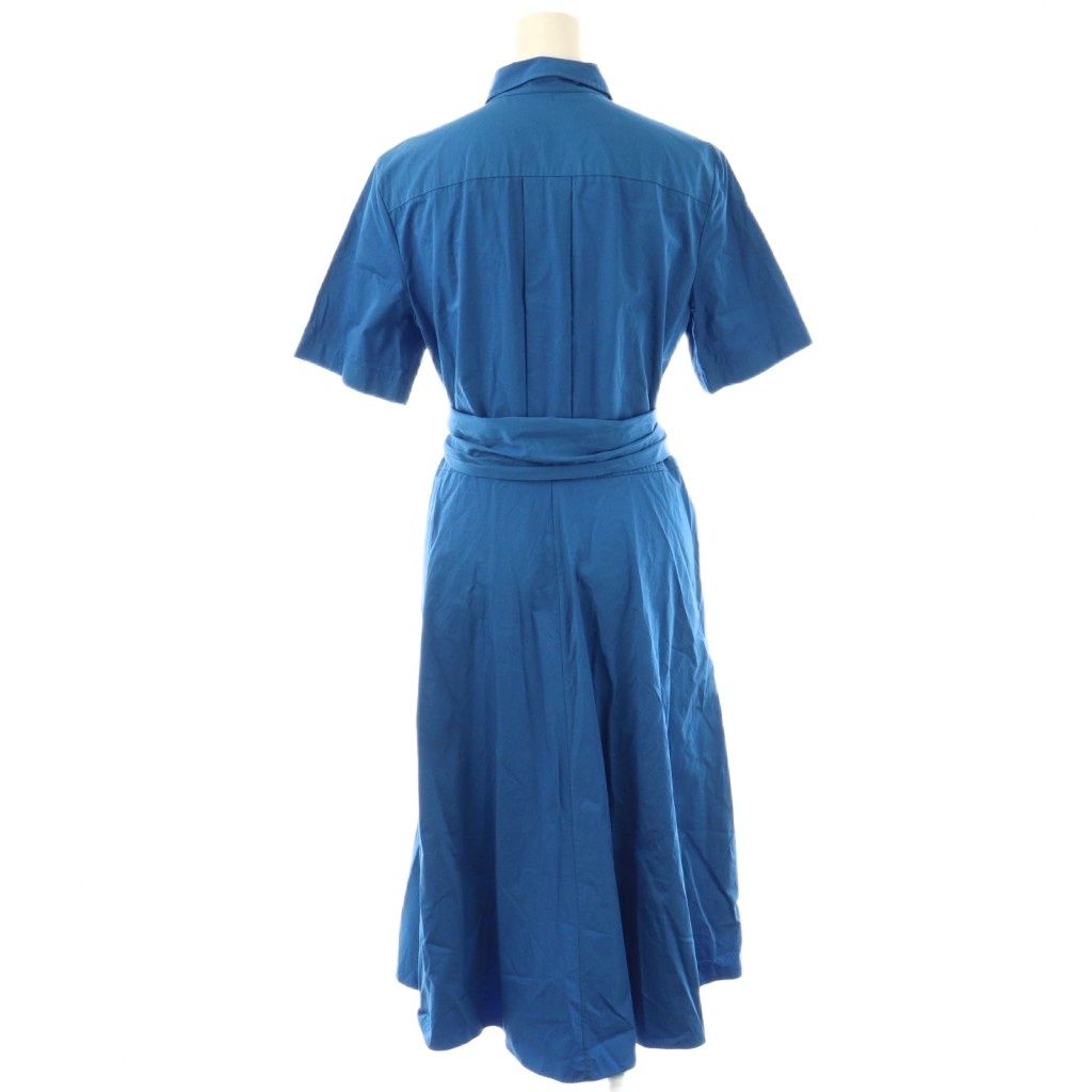 エルメス HERMES ゴルチエ期 シャツワンピース ロング 半袖 36 ブルー DF OS
