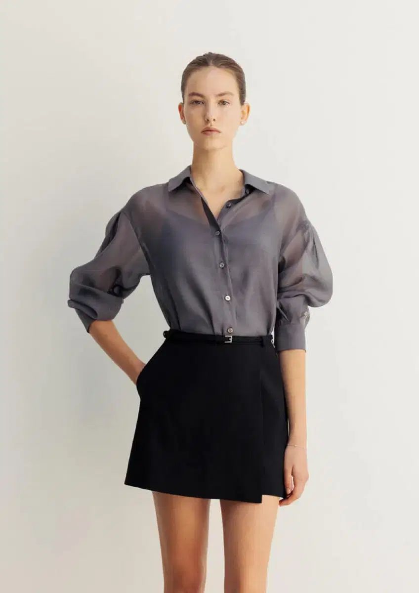 SIE シエ ロイン ベルト付き スラックス スカート ブラック S