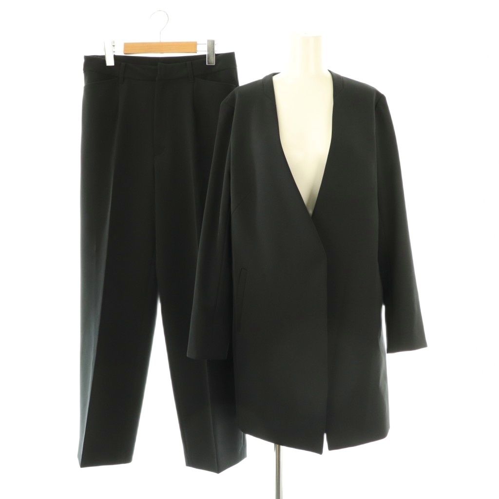 ソージュ SOEJU スーツ セットアップ ノーカラージャケット パンツ L ブラック |DF OS