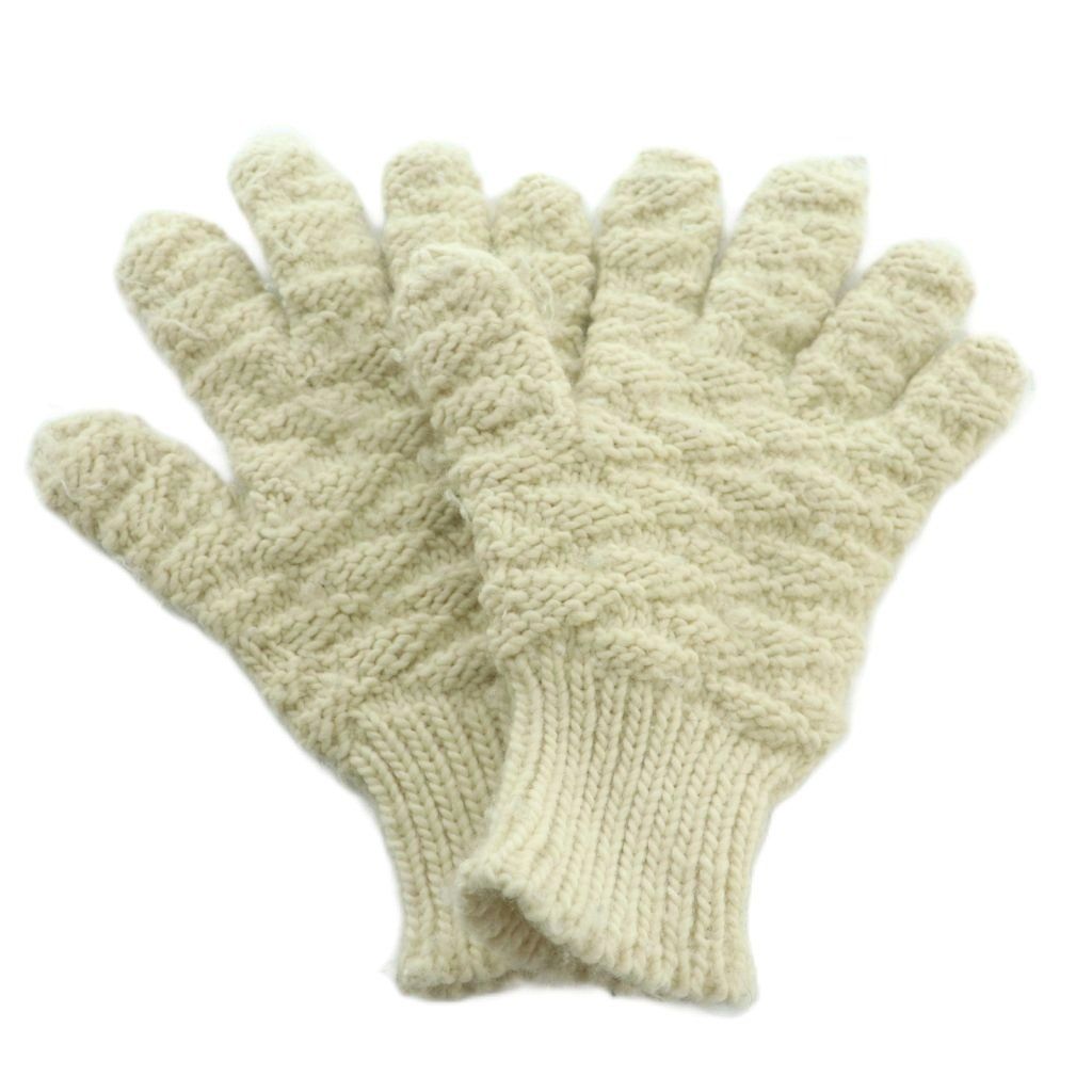 ボッテガヴェネタ BOTTEGA VENETA 手袋 ニットグローブ ウール ウェーブ柄 S アイボリー 670159 V10K0 |MI OS