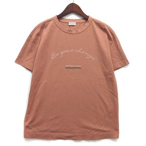 ブルネロクチネリ BRUNELLO CUCINELLI モニーレ付き ロゴ Tシャツ カットソー 半袖 2025AW テラコッタ系
