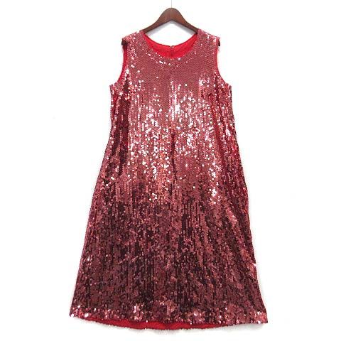 コムデギャルソン コムデギャルソン COMME des GARCONS COMME des GARCONS コムコム スパンコール ノースリーブ ロング ワンピース ドレス 2025SS レッド 赤 M RK-O026 AD2025