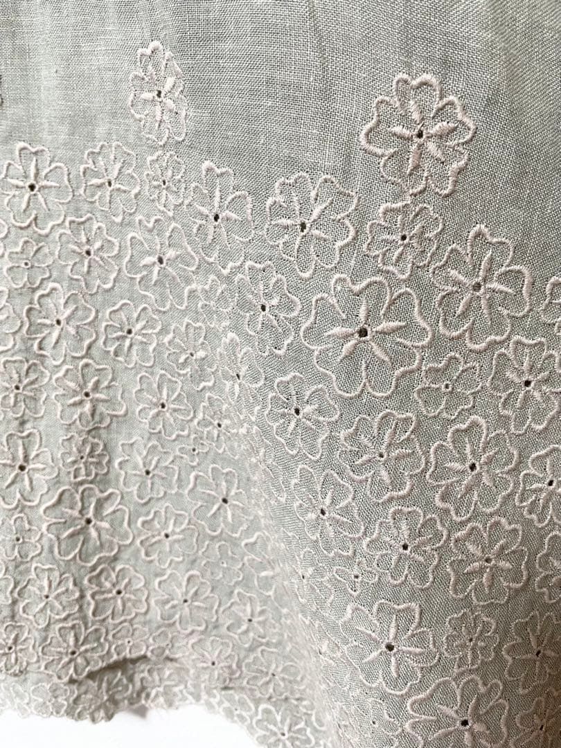 LISETTE リゼッタ リネンスカート アシンメトリー 花柄 刺繍 グレー 36