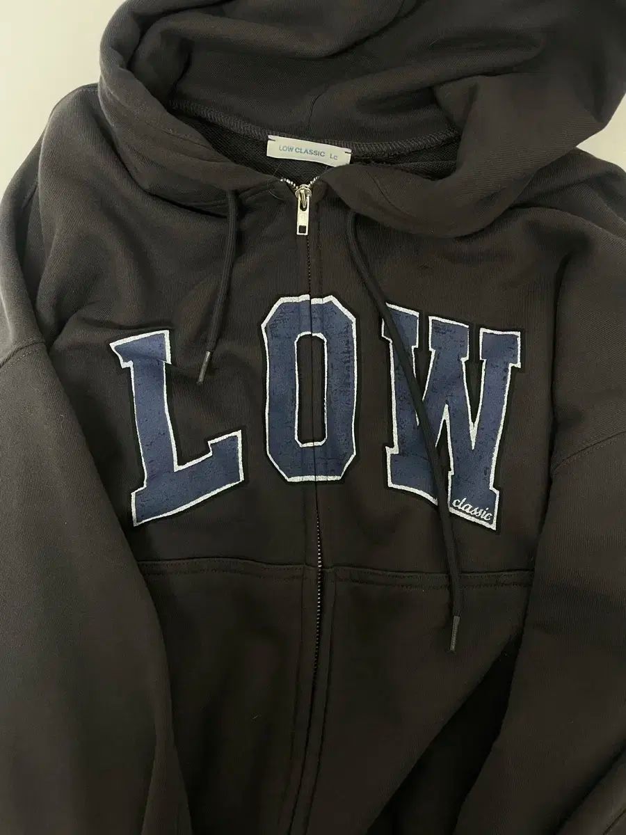 LOW CLASSIC ロウ クラシック スウェット ジップアップ フーディー チャコール M