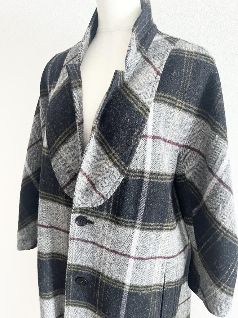 Y s ワイズ ウールコート チェック サイズ 2 大人 カジュアル 裏地あり み 6459274