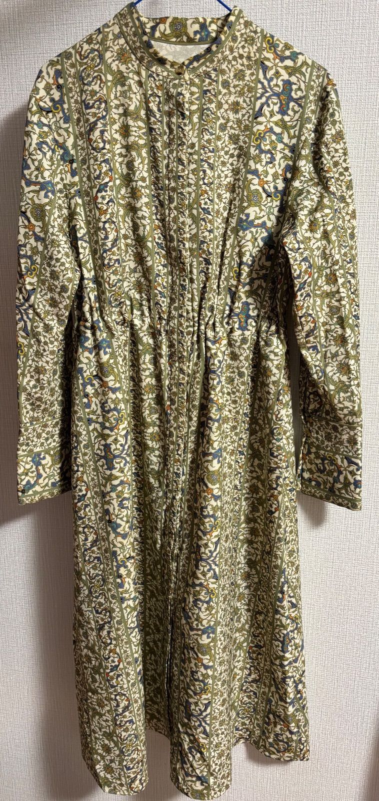 -ellecy アンドエルシー 花柄 シャツワンピース 総柄 緑 グリーン リーフ