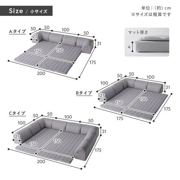 コーナークッション×1 I型クッション×2
