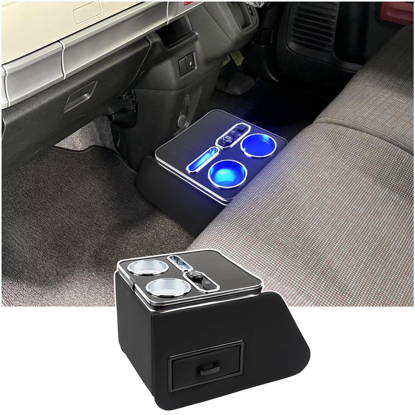 アームレスト センターコンソール MK94S スペーシアカスタム ギア 設計 MK54S ドリンクホルダー 7色変換 Type-C スペーシア QC3.0 USBポート付き 小物収納 コンソールボックス 内装パーツ 2025年11月?適合モデル対応