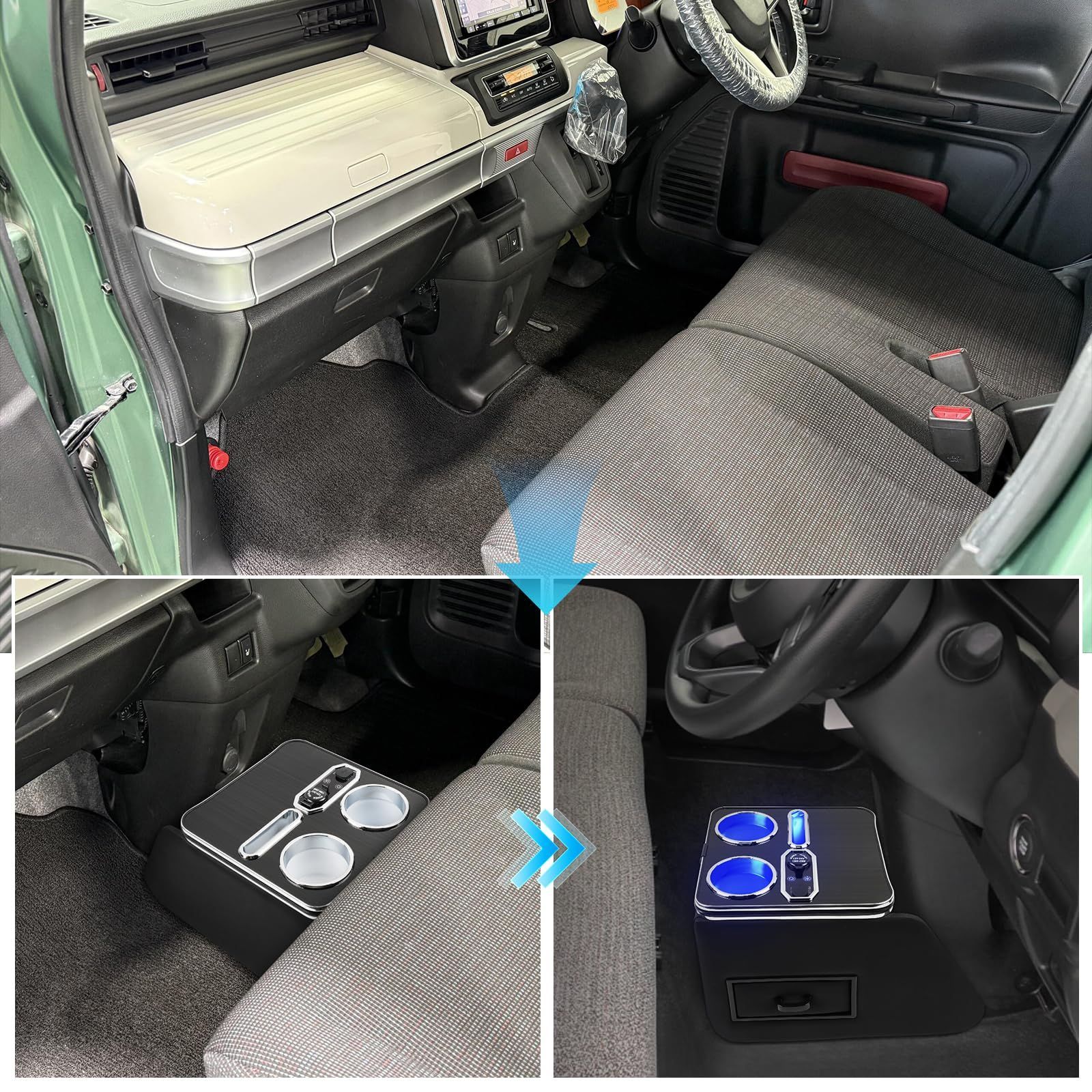 アームレスト センターコンソール MK94S スペーシアカスタム ギア 設計 MK54S ドリンクホルダー 7色変換 Type-C スペーシア QC3.0 USBポート付き 小物収納 コンソールボックス 内装パーツ 2025年11月?適合モデル対応 FFCRYSTALESIA_COM