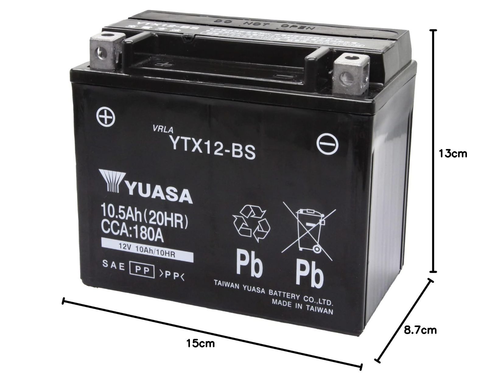 TAIWAN YUASA 台湾ユアサ シールド型 バイク用バッテリー YTX12-BS BRIGHTFACE_UK