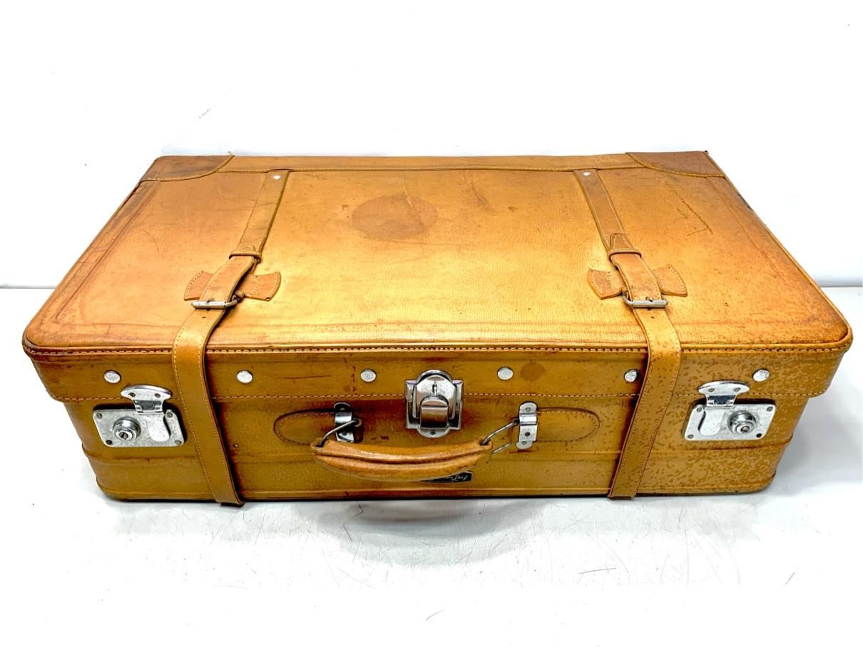 特大 トランクケース 革製 アタッシュケース レザー 金叶 ヴィンテージ雑貨 アンティーク レトロ A9789B16