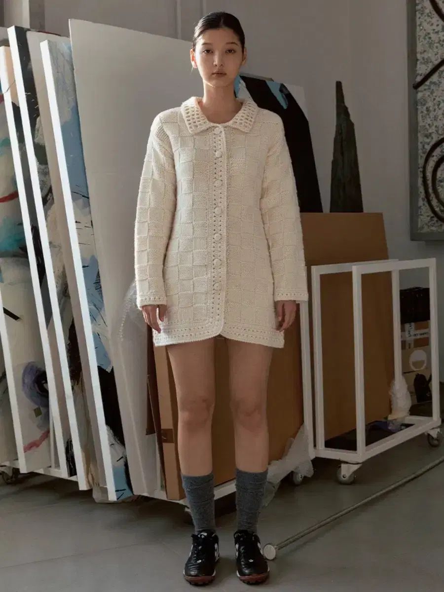 シヌーン Starship Square スタシ ニット ハンドメイド ドレス アイボリー Free Size