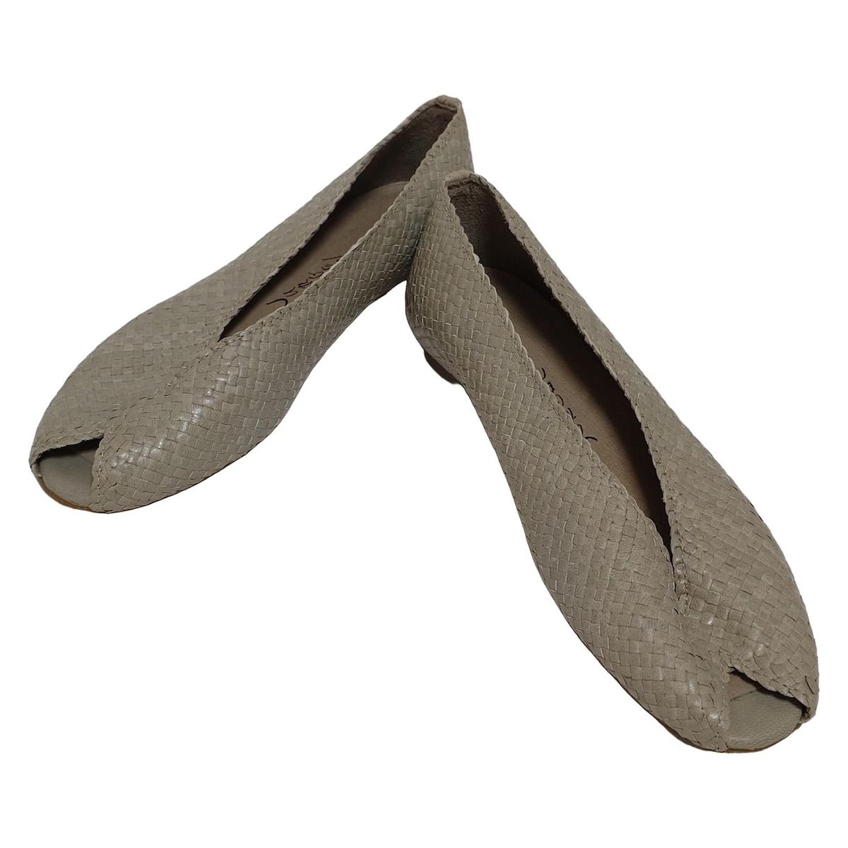 JURGEN LEHL ヨーガンレール フラットシューズ 24 レディース - グレー オープントゥ 編み込み レザー