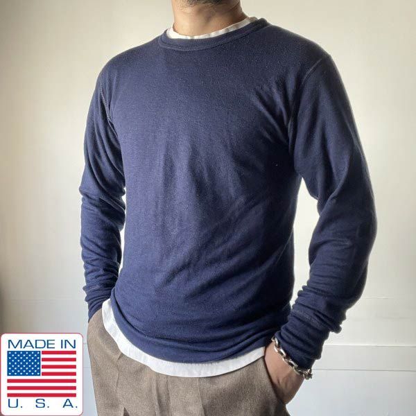 90s USA製 duofold デュオフォールド 2レイヤー サーマル 紺系 TALL-M 