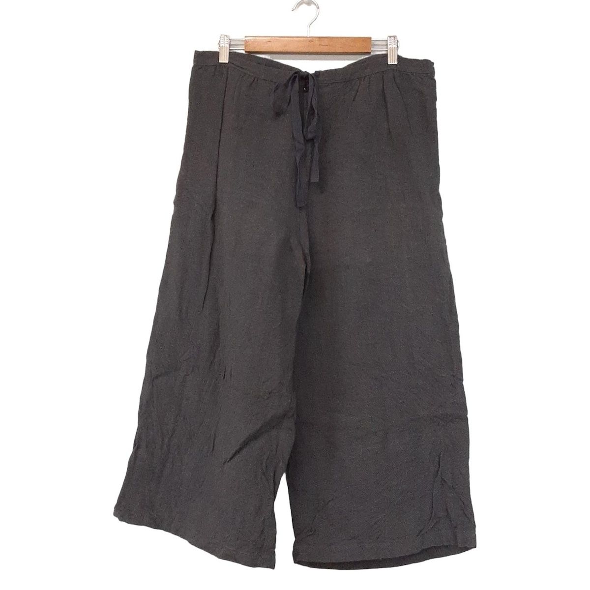 TOUJOURS トゥジュー パンツ サイズF レディース - ネイビー×ライトグレー クロップド 半端丈 麻