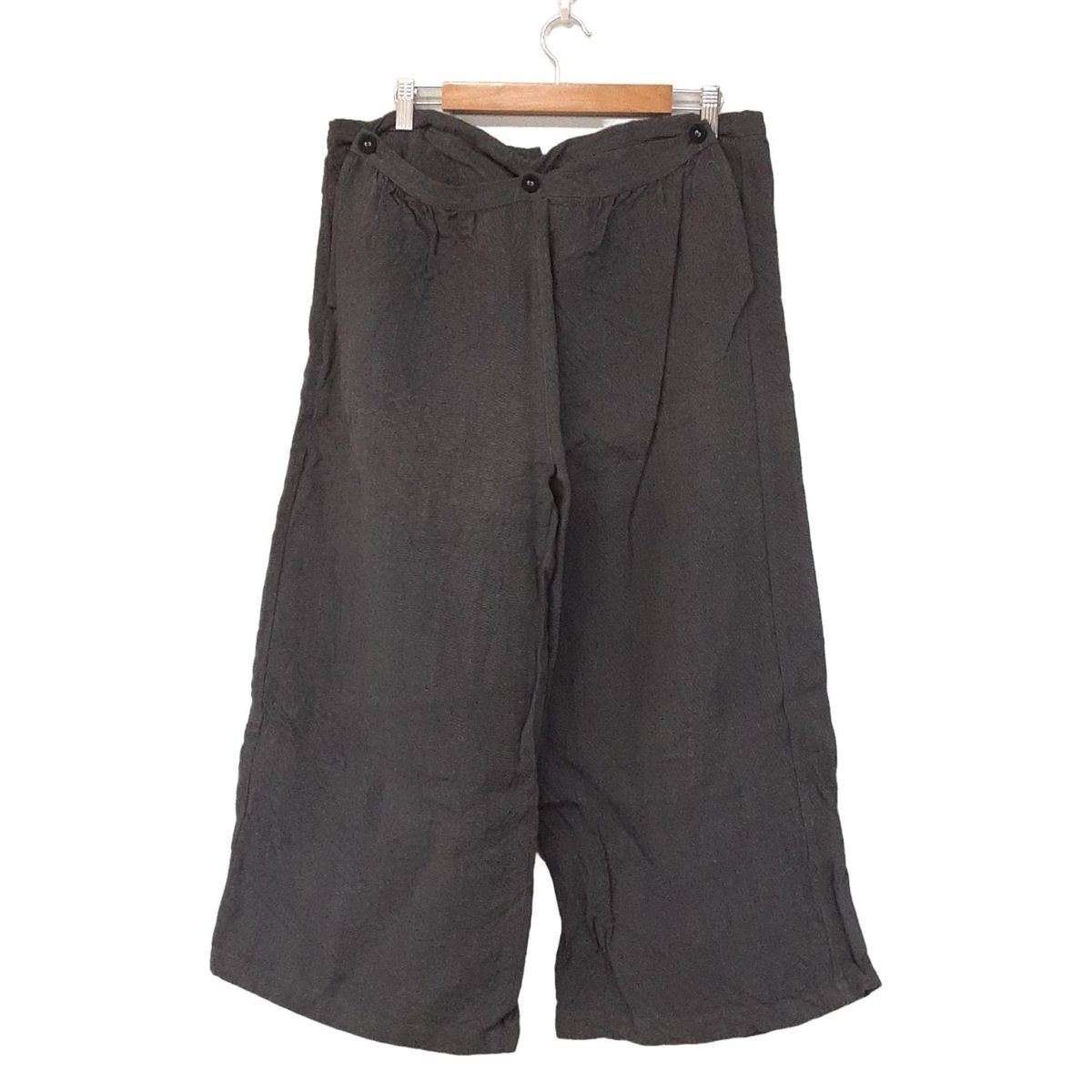 TOUJOURS トゥジュー パンツ サイズF レディース - ネイビー×ライトグレー クロップド 半端丈 麻