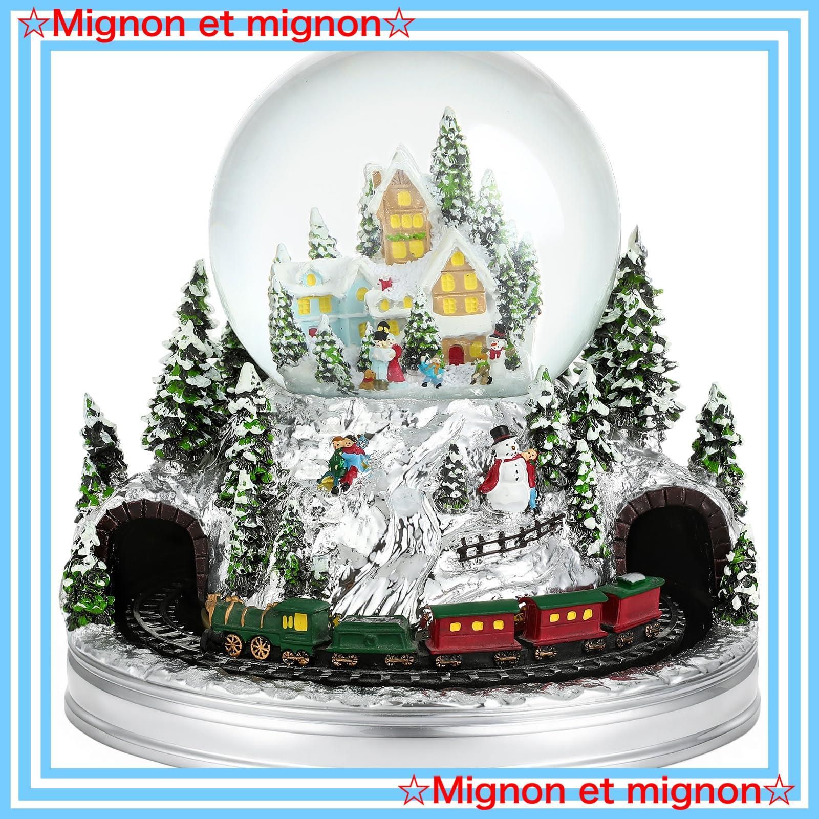 プレゼント インテリア ガラス 樹脂製 8曲 ソング自動ループ 2 Way給電 置物飾り USB-電池式 ライト内蔵 ツリースノーグローブ 冬の森鉄道 スノードーム Lewondr