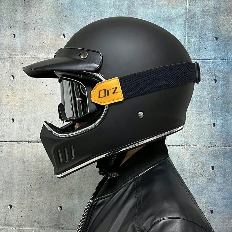 レトロ フルフェイスヘルメット｜DOT認証 防寒インナー 取り外し イヤーパッド付き 男女兼用 ゴーグルが付きM〜XXL